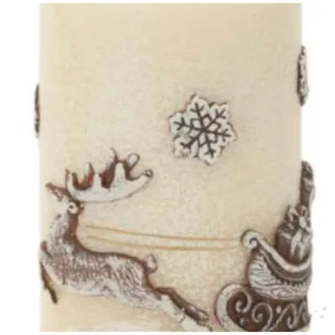 swieca pienkowa renifery ciagnace sanie kremowa bartek candles 150 70 mm