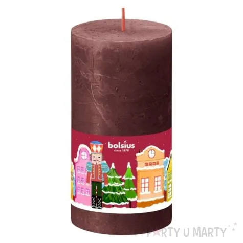 swieca pienkowa rustic aksamitna czerwien bolsius 130 68 mm