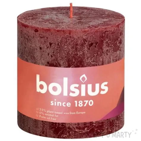 swieca pienkowa rustic czerwony aksamitny bolsius 100 100 mm