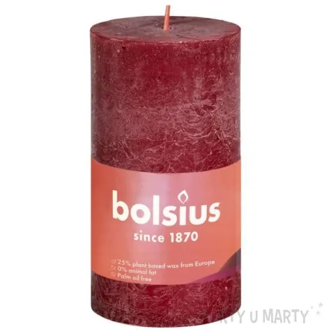 swieca pienkowa rustic czerwony aksamitny bolsius 100 50 mm