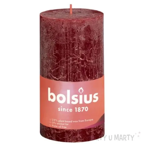 swieca pienkowa rustic czerwony aksamitny bolsius 130 68 mm