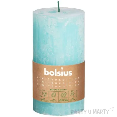 swieca pienkowa rustic divine earth turkusowa bolsius 130 68 mm
