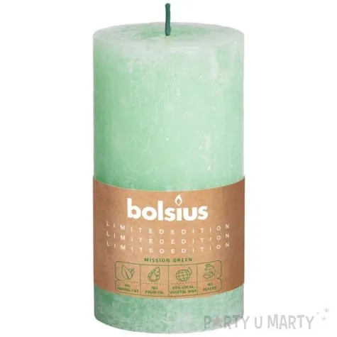 swieca pienkowa rustic divine earth zielona bolsius 130 68 mm