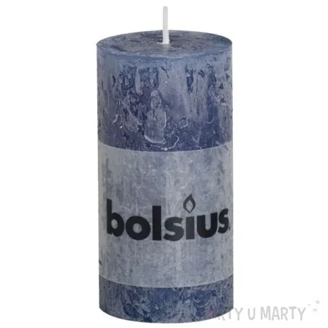 swieca pienkowa rustic niebieska ciemna bolsius 100 50 mm