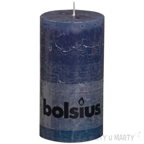 swieca pienkowa rustic niebieska ciemna bolsius 130 68 mm