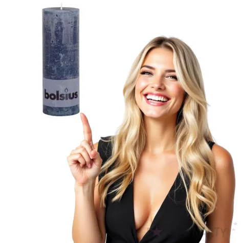 swieca pienkowa rustic niebieska ciemna bolsius 190 68 mm