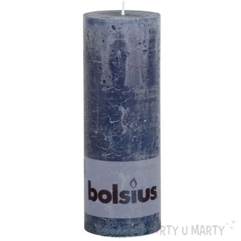 swieca pienkowa rustic niebieska ciemna bolsius 190 68 mm