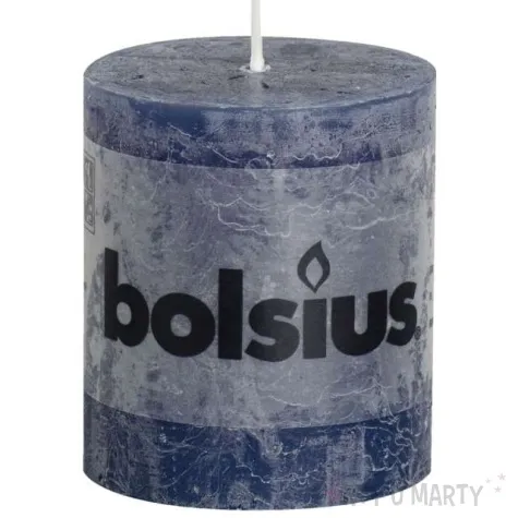 swieca pienkowa rustic niebieska ciemna bolsius 80 68 mm