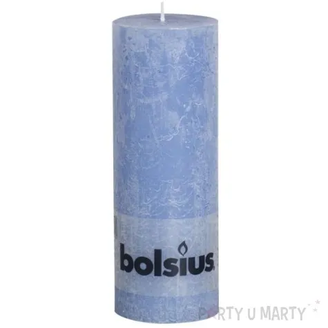 swieca pienkowa rustic niebieska jeansowa bolsius 190 68 mm