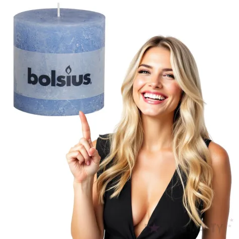 swieca pienkowa rustic niebieski jeansowy bolsius 100 100 mm