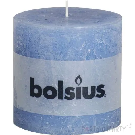 swieca pienkowa rustic niebieski jeansowy bolsius 100 100 mm