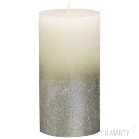 swieca pienkowa rustic ombre kremowo srebrna bolsius 130 68mm