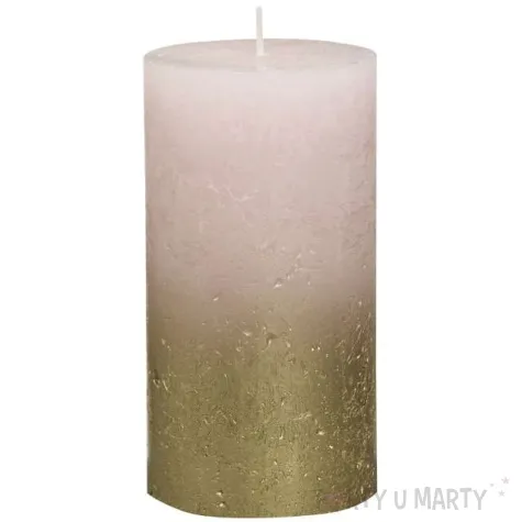swieca pienkowa rustic ombre rozowo zlota bolsius 130 68mm