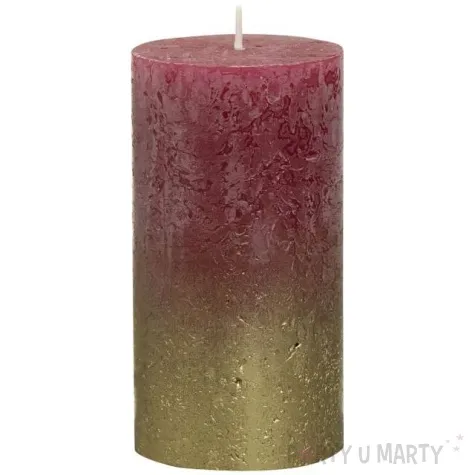 swieca pienkowa rustic ombre zloto bordowa bolsius 130 68mm