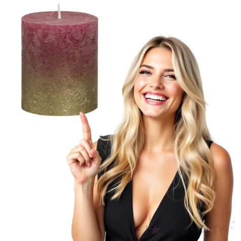swieca pienkowa rustic ombre zloto bordowa bolsius 80 68 mm
