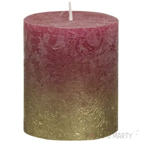 swieca pienkowa rustic ombre zloto bordowa bolsius 80 68 mm