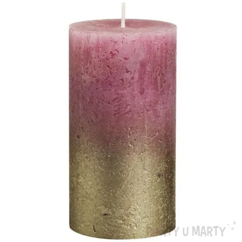 swieca pienkowa rustic ombre zloto rozowa bolsius 130 68mm