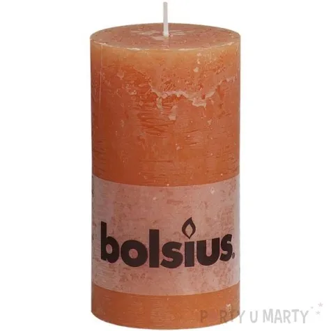 swieca pienkowa rustic pomaranczowa bolsius 130 68mm