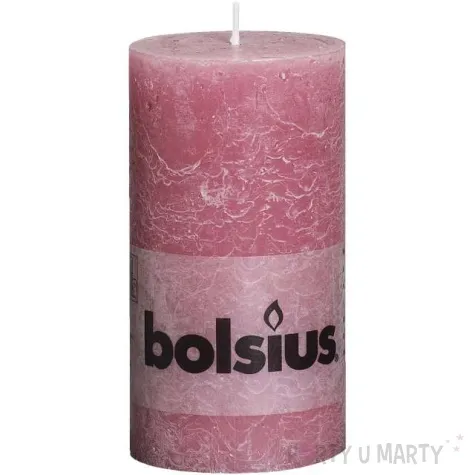 swieca pienkowa rustic rozowy blady bolsius 130 68mm