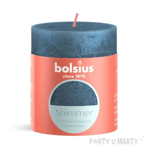 swieca pienkowa rustic shimmer blue bolsius 80 68 mm