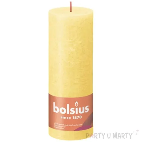 swieca pienkowa rustic sloneczny zolty bolsius 190 68 mm