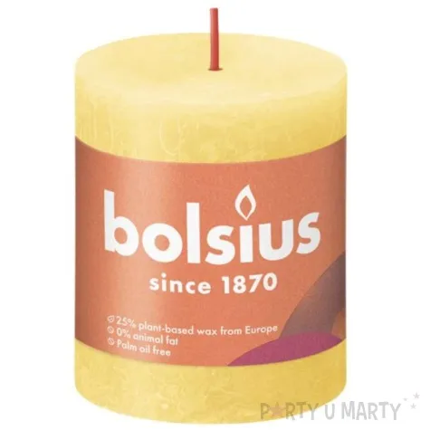swieca pienkowa rustic sloneczny zolty bolsius 80 68 mm