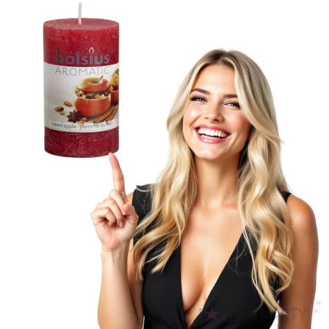 swieca pienkowa rustic zapach pieczonego jablka czerwona bolsius 100 58 mm