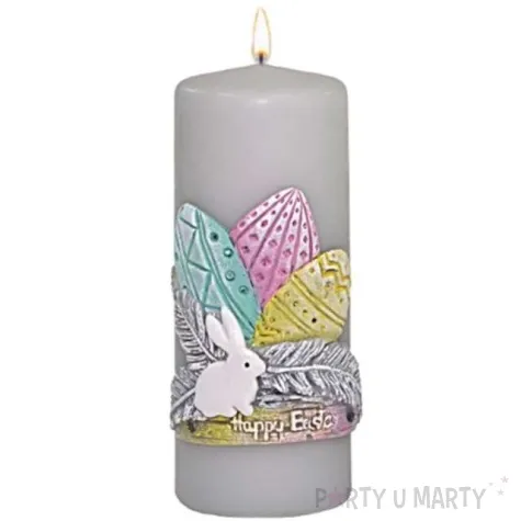 swieca pienkowa wielkanoc kolorowe pisanki szara adpal 150 58 mm