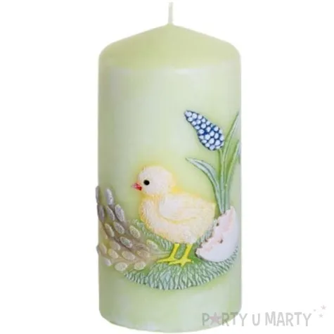 swieca pienkowa wielkanoc z kurczakiem seledynowy bartek candles 130 mm