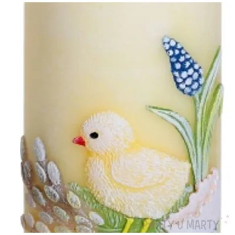 swieca pienkowa wielkanoc z kurczakiem zolty bartek candles 130 mm