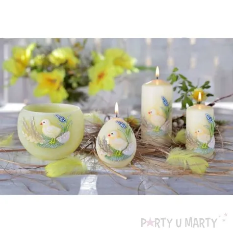 swieca pienkowa wielkanoc z kurczakiem zolty bartek candles 130 mm
