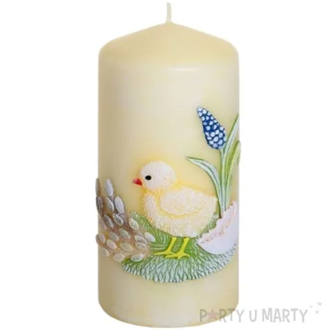 swieca pienkowa wielkanoc z kurczakiem zolty bartek candles 130 mm