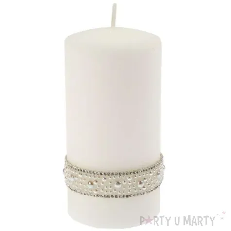 swieca pienkowa z perelkami biala mat 140 mm ravi