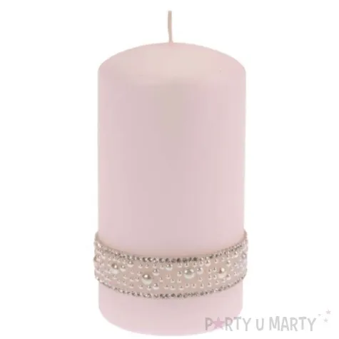 swieca pienkowa z perelkami jasny roz 140 mm ravi