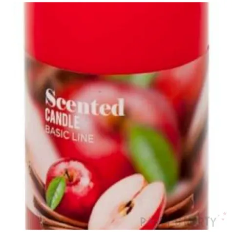 swieca pienkowa zapachowa scented cynamon i jablko czerwona bartek candles 60 120 mm