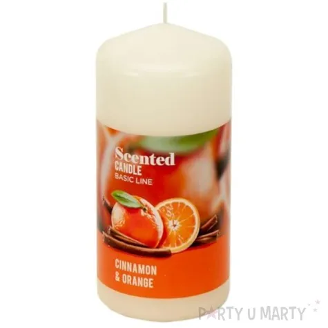 swieca pienkowa zapachowa scented cynamon i pomarancza ecru bartek candles 60 120 mm