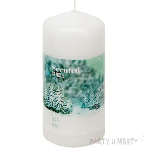 swieca pienkowa zapachowa scented mrozna sosna biala bartek candles 60 120 mm