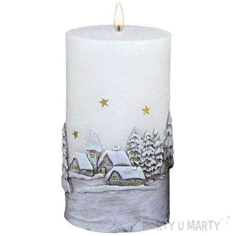 swieca pienkowa zimowa wioska dioda led bialo brazowa adpal 115 70