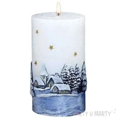 swieca pienkowa zimowa wioska dioda led bialo granatowa adpal 115 70 m