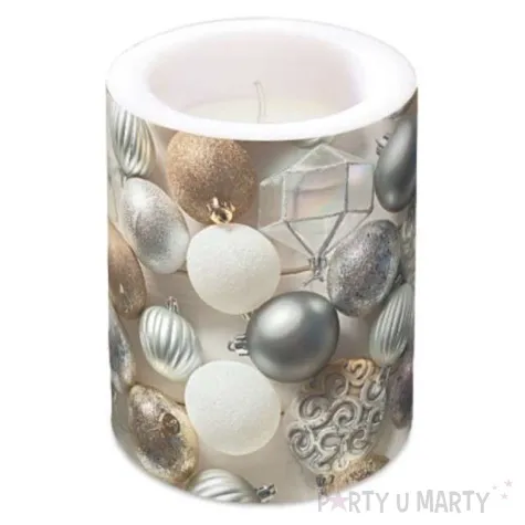 swieca pienkowa zlote i srebrne bombki paw 120 100mm