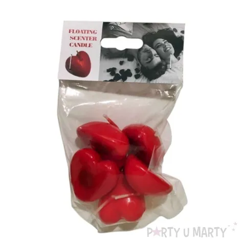 swieca plywajace serduszka czerwone kemis 5 szt