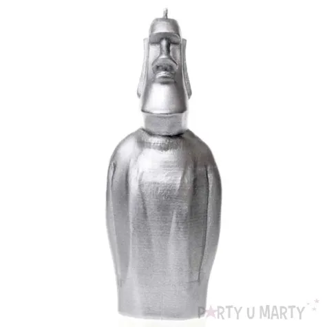 swieca posag moai srebrny metalik candellana