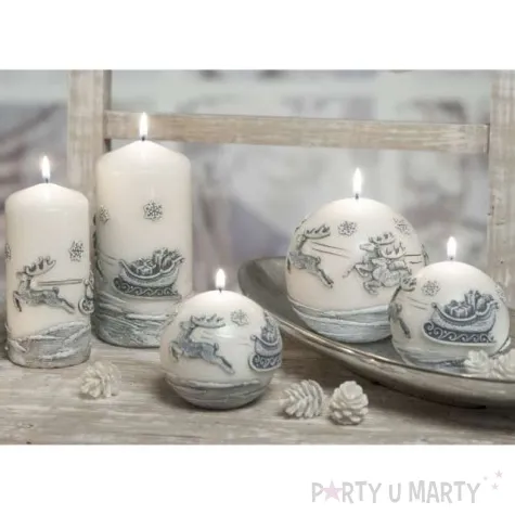 swieca renifery ciagnace sanie biala bartek candles 100 mm