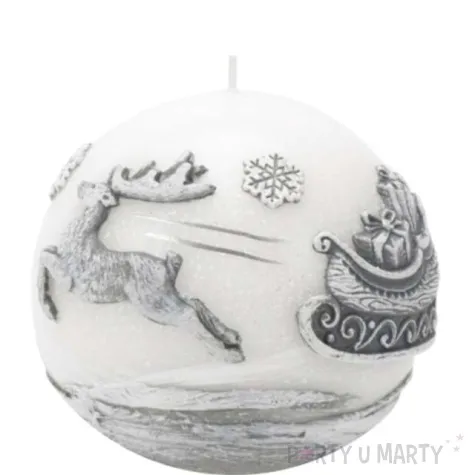 swieca renifery ciagnace sanie biala bartek candles 80 mm