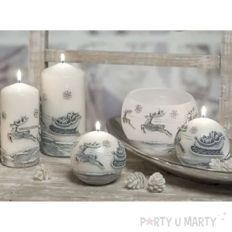 swieca renifery ciagnace sanie biala bartek candles 80 mm