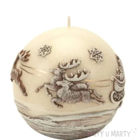 swieca renifery ciagnace sanie ecru bartek candles 100 mm