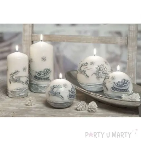 swieca renifery na kuli biala bartek candles 60 mm