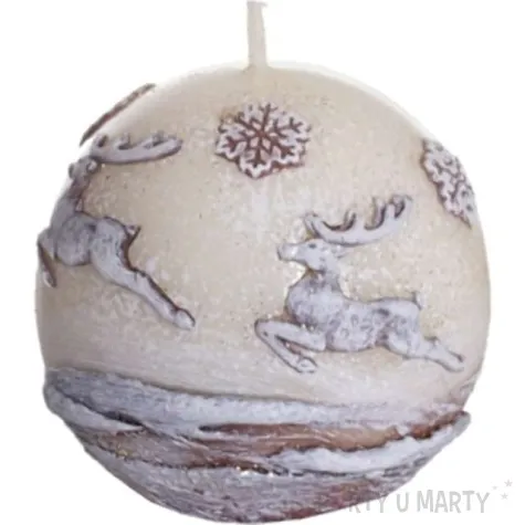 swieca renifery na kuli ecru bartek candles 60 mm