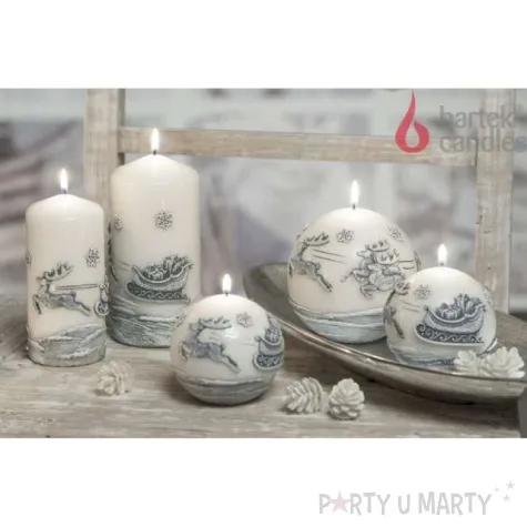 swieca renifery na kuli ecru bartek candles 60 mm
