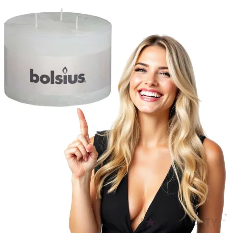 swieca rustic 3 knoty biala bolsius 90 140 mm